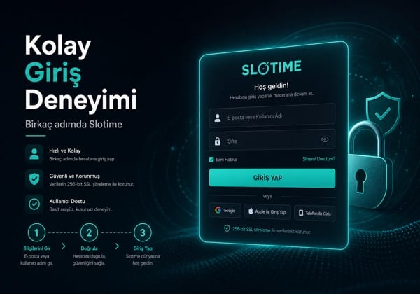 Slotime giriş deneyimi görseli ve kullanıcı arayüzü